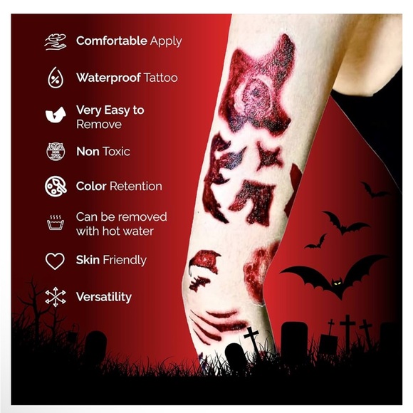 Face gem London fake scar temporary tattoos Halloween - Picture 2 of 11